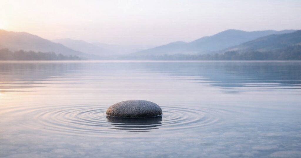 Pedra solitária em lago tranquilo - ho'oponopono